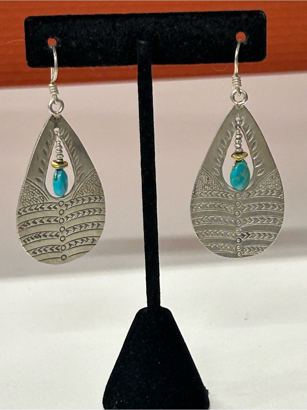 Artisan Turquoise Drop Sterling Silver Earrings - Women Jewelry